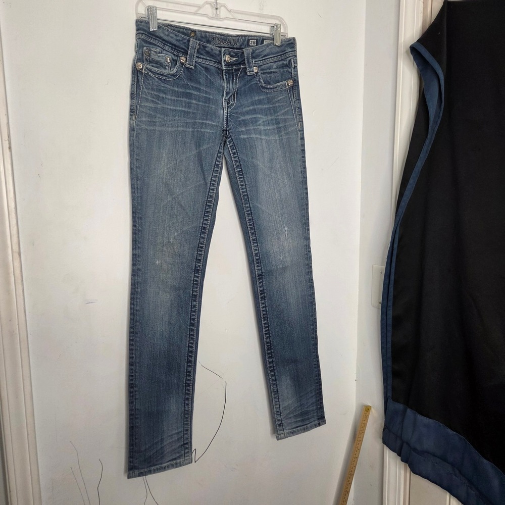 Miss Me JS5152S5 Skinny Jeans Womens 28 Medium Wash Embellished Low Rise Denim